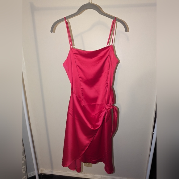 Nine West Side-Tie Midi Dress- Hot Pink - Picture 1 of 3